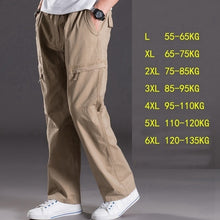 Load image into Gallery viewer, spring summer casual pants male big size 6XL Multi Pocket Jeans oversize Pants overalls elastic waist pants plus size men