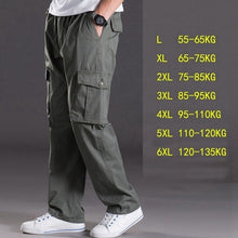 Load image into Gallery viewer, spring summer casual pants male big size 6XL Multi Pocket Jeans oversize Pants overalls elastic waist pants plus size men