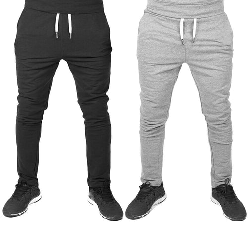 Men Solid Color Sweatpants Elastic Drawstring Trousers Sport Joggers Bottoms fashion men clothing pant  hot